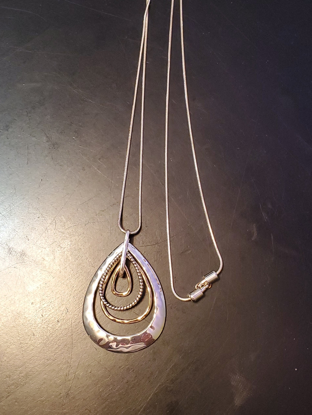 Women's Long Faux Silver And Faux Gold Emblem Adjustable Length Necklace Jewelry